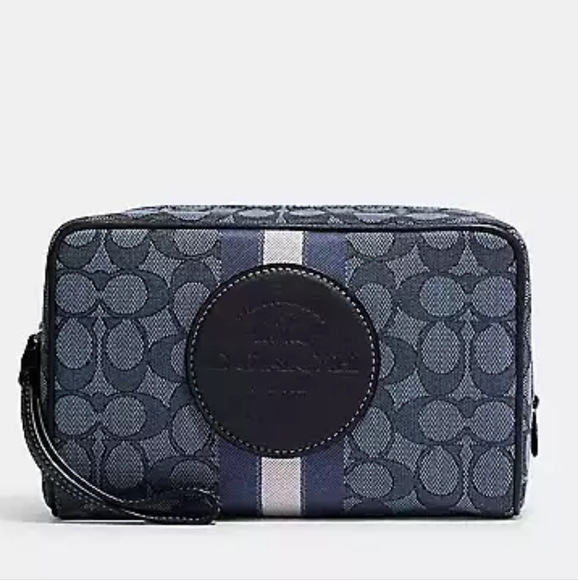 🆕️NWT COACH Dempsey Boxy Cosmetic Case 20 In Signature Jacquard With Stripe🆕️ - Picture 1 of 2